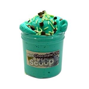 Mint Chocolate Chip Scoop Ice Cream Scented Cloud Dough Green Slime 6 oz
